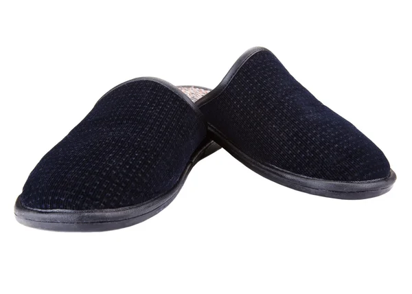 Black slippers isolated on white — Stock Photo, Image