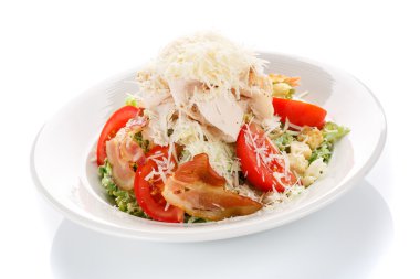 iştah açıcı Restoran gıda yeşil salata, beyaz arka plan üzerinde