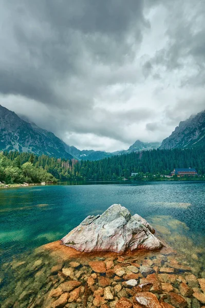 Vue Fantastique Sur Lac Sous Lumière Soleil Scène Dramatique Pittoresque — Photo