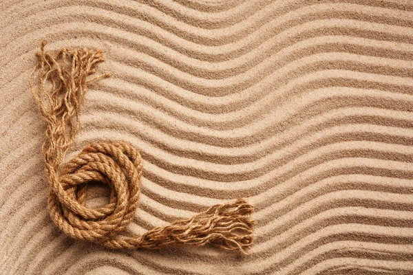 Sturdy Marine Rope Wavy Texture Sand Place Text Advertising Product — Stock Photo, Image