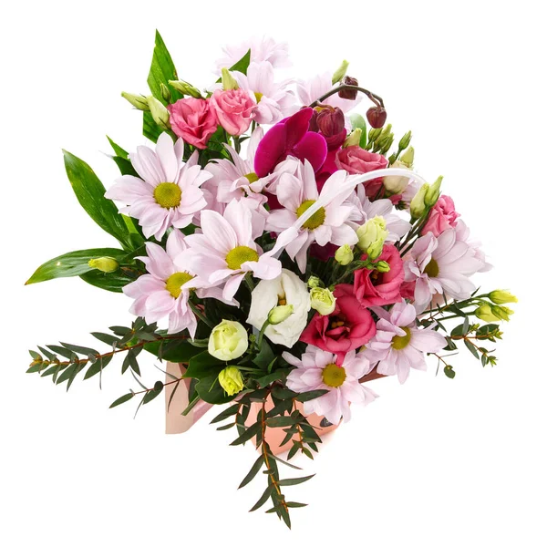 Delicate Bouquet Pastel Colors Different Flowers White Background Great Romance — Stock Photo, Image