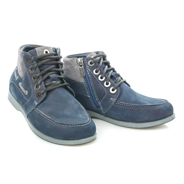 Bottes Cuir Bleu Pour Hommes Pour Saison Printemps Automne Isolées — Photo