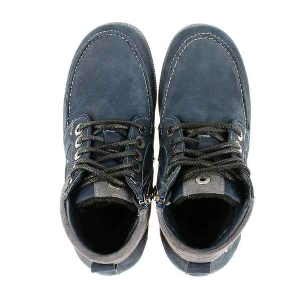 Vista Superior Los Zapatos Azules Hombre Con Cordones Sobre Fondo —  Fotos de Stock