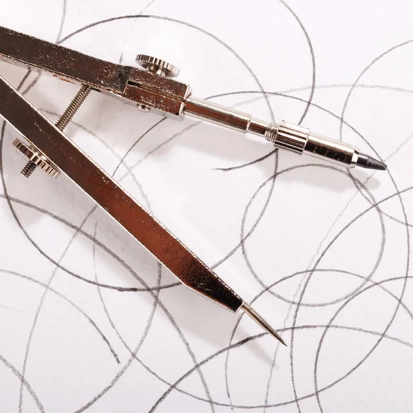 Pair of compasses drawing — Stock Photo, Image