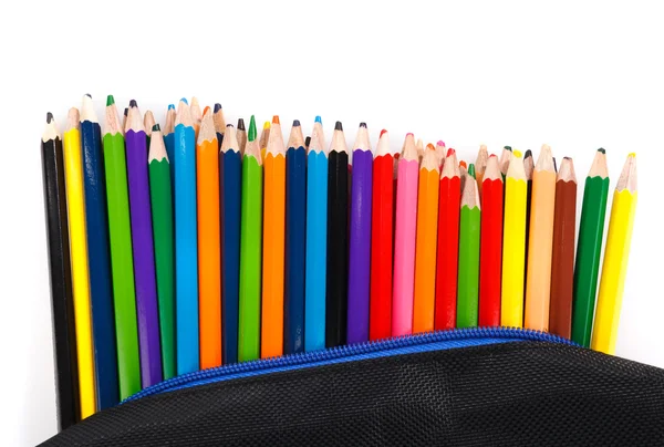 Lápis de cor em estojo de lápis — Fotografia de Stock