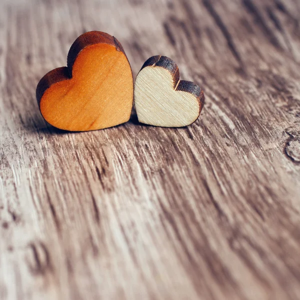 Two wooden hearts — Stock Photo, Image