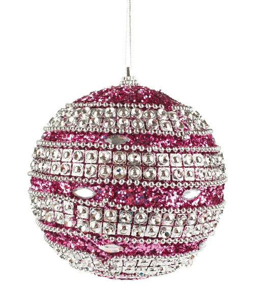 美丽的紫罗兰色圣诞球与晶体 — 图库照片
