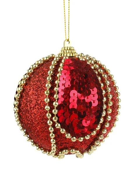 Red hristmas ball with squins — Stock Photo, Image