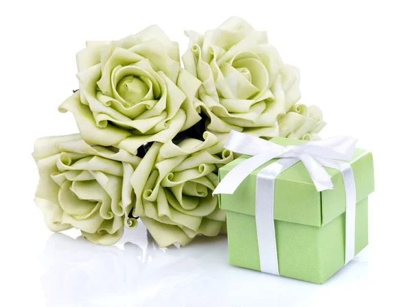 Flowers and gift box — Stock Photo, Image