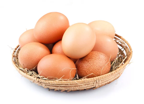 Eggs in straw nest — Stock Photo, Image