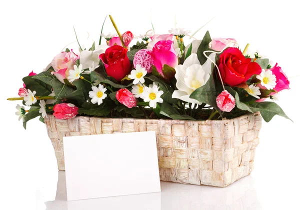 Decorated flowers basket — Stock Photo, Image