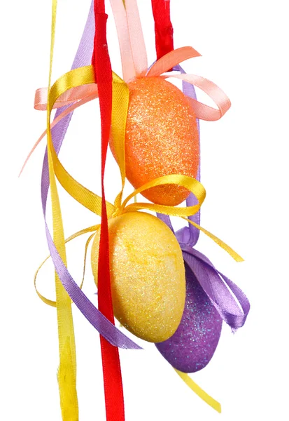 Easter eggs with ribbons — Stock Photo, Image