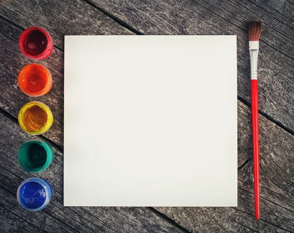 Paints for painting and brush — Stock Photo, Image