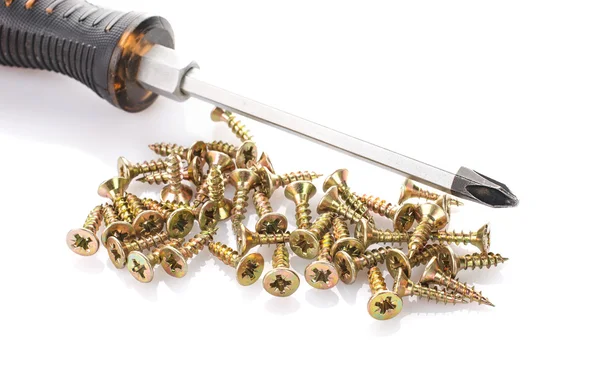 Screws and screwdriver — Stock Photo, Image