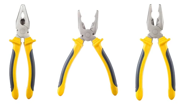Three yellow and  black pliers isolated — Stock Photo, Image