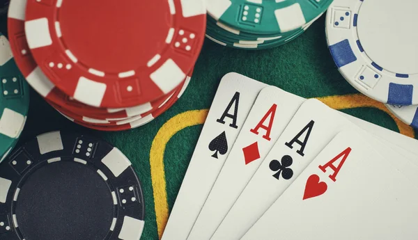 Poker dört Aslar — Stok fotoğraf