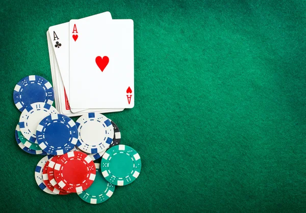 Poker två ess, plats för text — Stockfoto