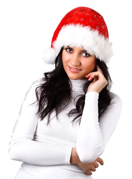 Beautiful girl in a Santa Claus hat Stock Picture