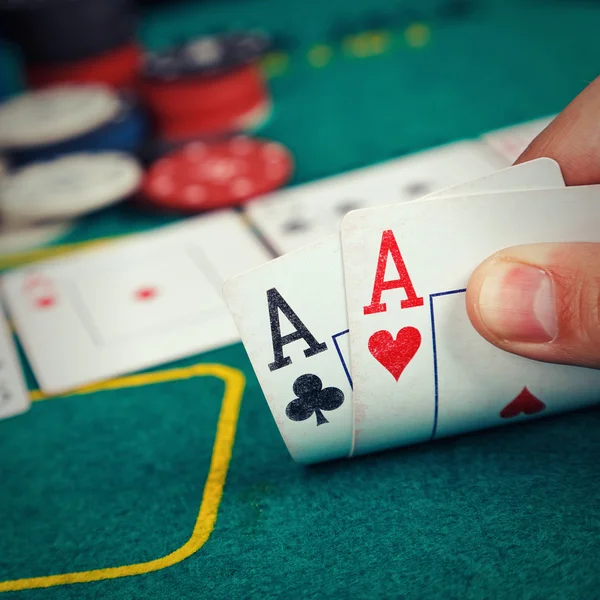 Para asów pokera — Zdjęcie stockowe