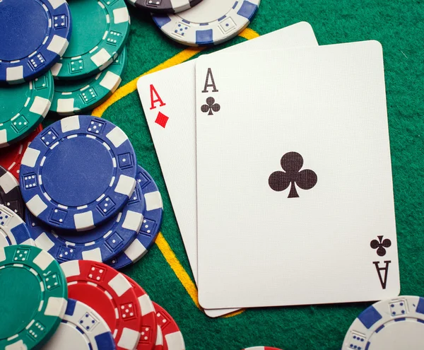 Poker dois ases, lugar para texto — Fotografia de Stock