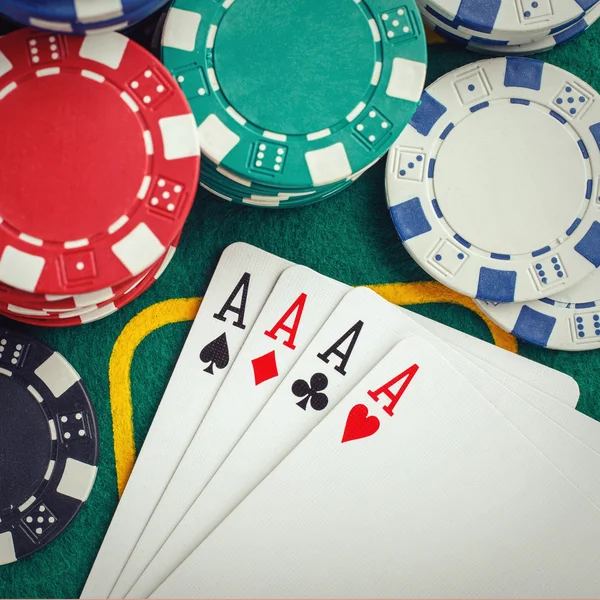 Poker dört Aslar — Stok fotoğraf