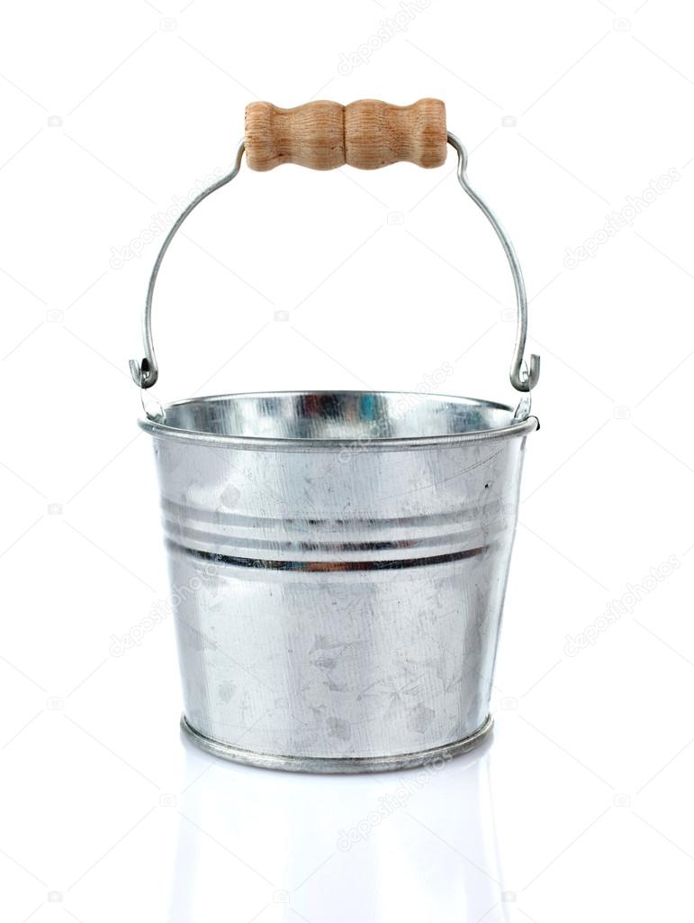 Metal bucket isolated on white