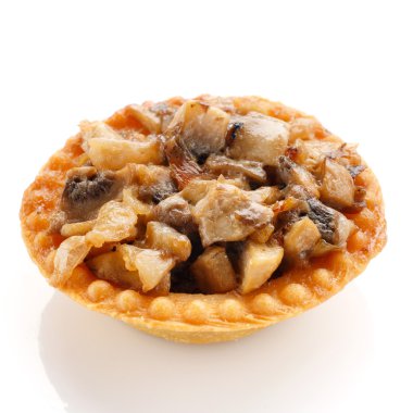 Beyaz zemin üzerine lezzetli açık büfe, kanepe