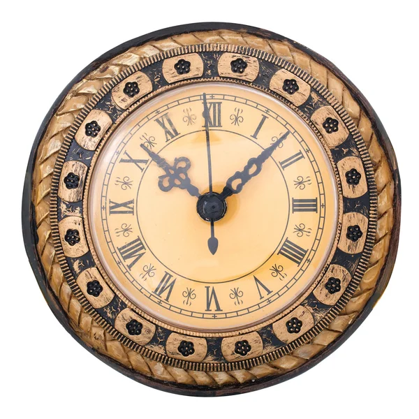 Vecchio orologio antico isolato su bianco — Foto Stock