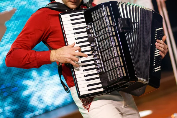 O músico tocando acordeão — Fotografia de Stock