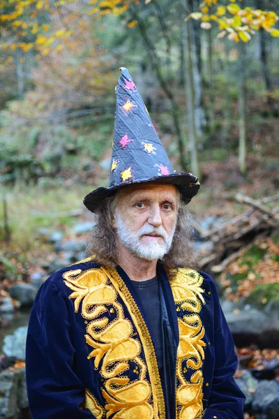 Alter Zauberer mit grauen Haaren und Bart — Stockfoto