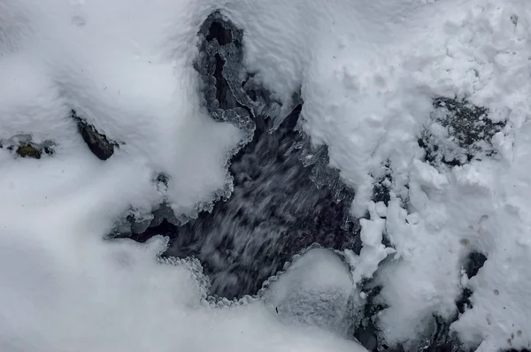 Forma de hielo congelado sobre agua fluida en el río —  Fotos de Stock