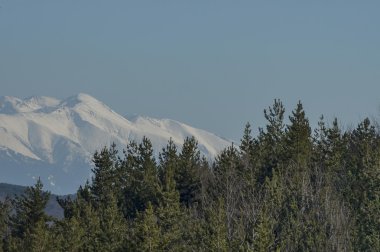 Kış panorama yataydan Vitosha doğru Rila Dağı