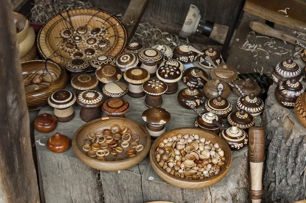 Retail shop in workshop for wooden hand-made souvenir