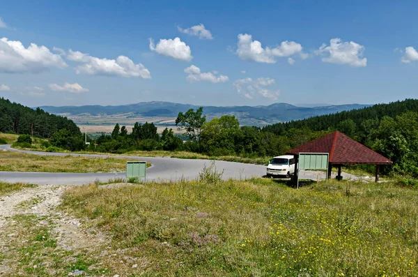 Bosque Verde Camino Alcoba Prados Flores Montaña Rila Bulgaria — Foto de Stock