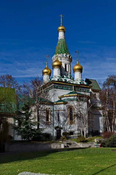 Chiesa Ortodossa Russa San Nicola Taumaturgo Operaio Miracolo Autunno Sofia — Foto Stock