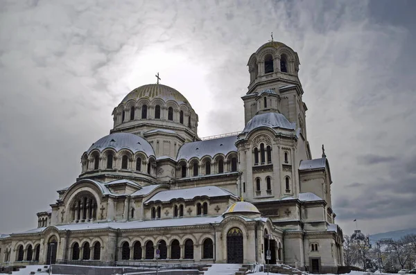 Fragmento Bela Catedral Ortodoxa Oriental Alexander Nevsky Inverno Construído 1882 — Fotografia de Stock