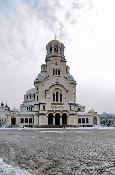 Frammento Della Bellissima Cattedrale Ortodossa Orientale Alexander Nevsky Inverno Costruita — Foto Stock