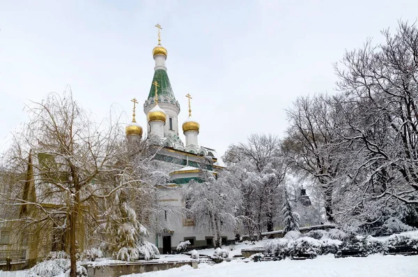 Russian Orthodox Church Nicholas Wonderworker Miracle Worker Winter Sofia Bulgaria — Stock Photo, Image