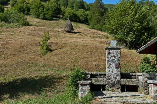 Wasiliowo Bułgaria Lipca 2012 Widok Górskiego Pastwiska Tradycyjnymi Stogami Siana — Zdjęcie stockowe