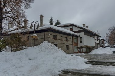 Eski evler, Bansko şehir ile kar kış sokak