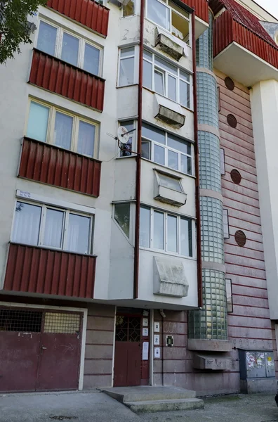 Fragment of Interesting new building in Razgrad town — Stock Photo, Image