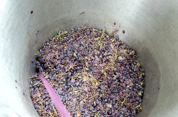 Parte de la producción de vino nuevo en la condición de casa, vid derramada de mármol — Foto de Stock