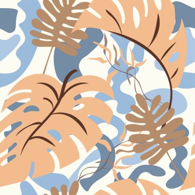 Beyaz arka planda kusursuz soyut desen. Yapraklar. El çizimi. Tekstil, duvar kâğıtları, basılı ürünler için tasarım. Vektör illüstrasyonu