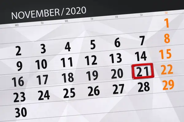 Statisztika Hónap November 2020 Határidő Nap Szombat — Stock Fotó