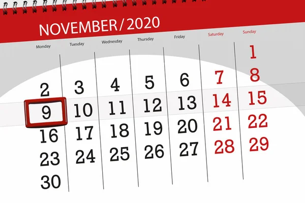 Kalender Planerare För Månaden November 2020 Deadline Dag Måndag — Stockfoto