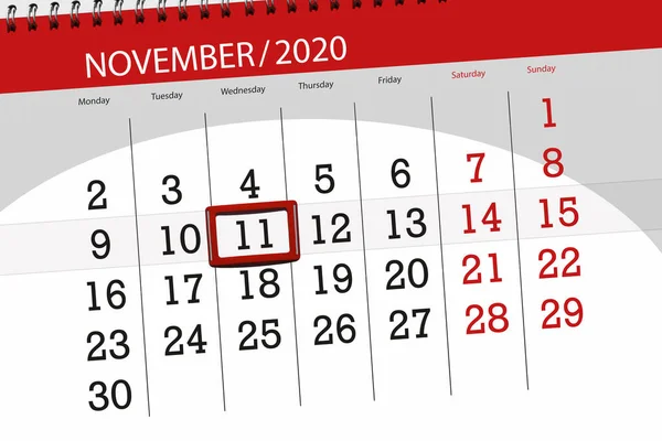 Kalender Planerare För Månaden November 2020 Deadline Dag Onsdag — Stockfoto