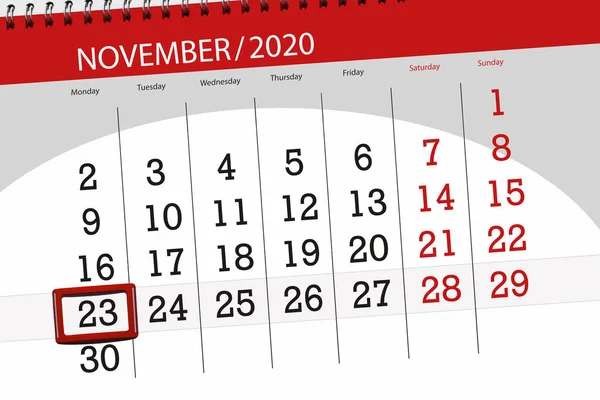 Kalender Planerare För Månaden November 2020 Deadline Dag Måndag — Stockfoto