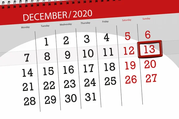 Kalender Planerare För Månaden December 2020 Deadline Dag Söndag — Stockfoto