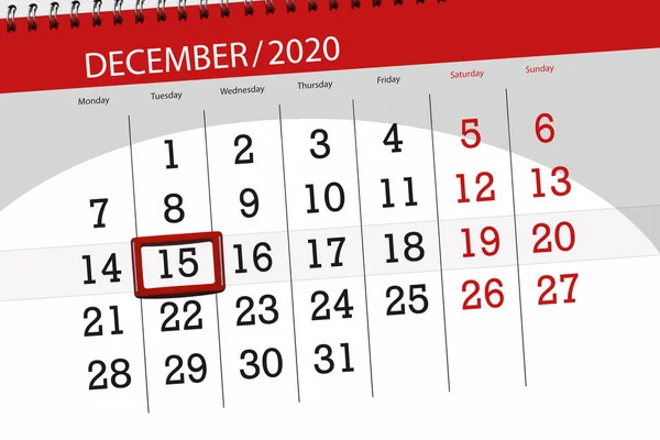 Kalender Planerare För Månaden December 2020 Deadline Dag Tisdag — Stockfoto