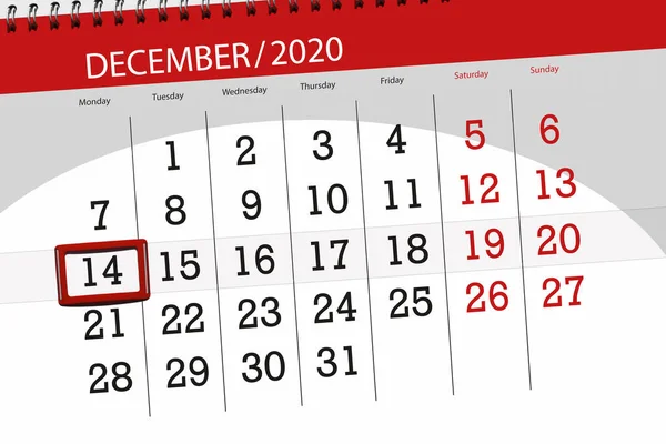 Kalender Planerare För Månaden December 2020 Deadline Dag Måndag — Stockfoto